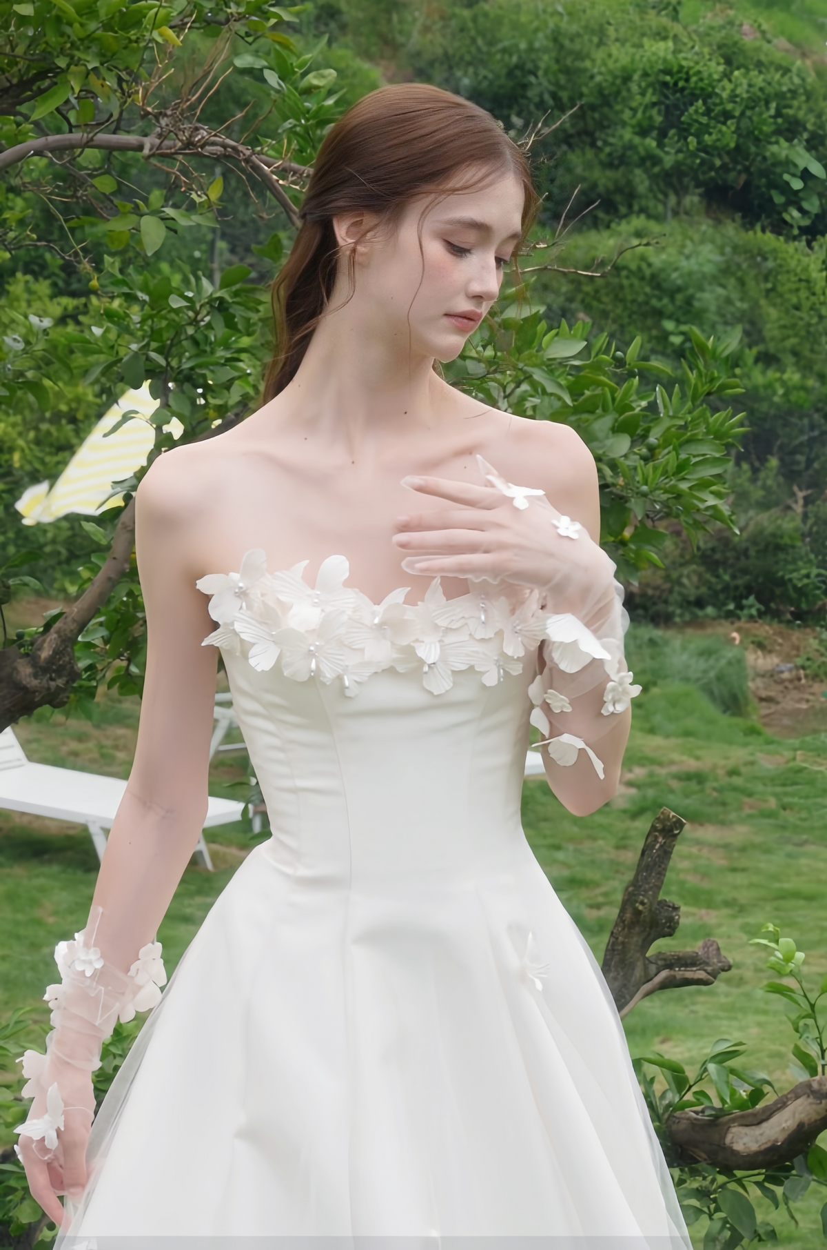A-line wedding dress with strapless bodice