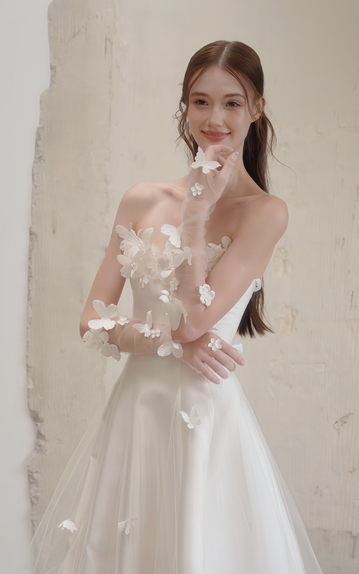 Close view of 3D Floral A-Line Wedding Dress
