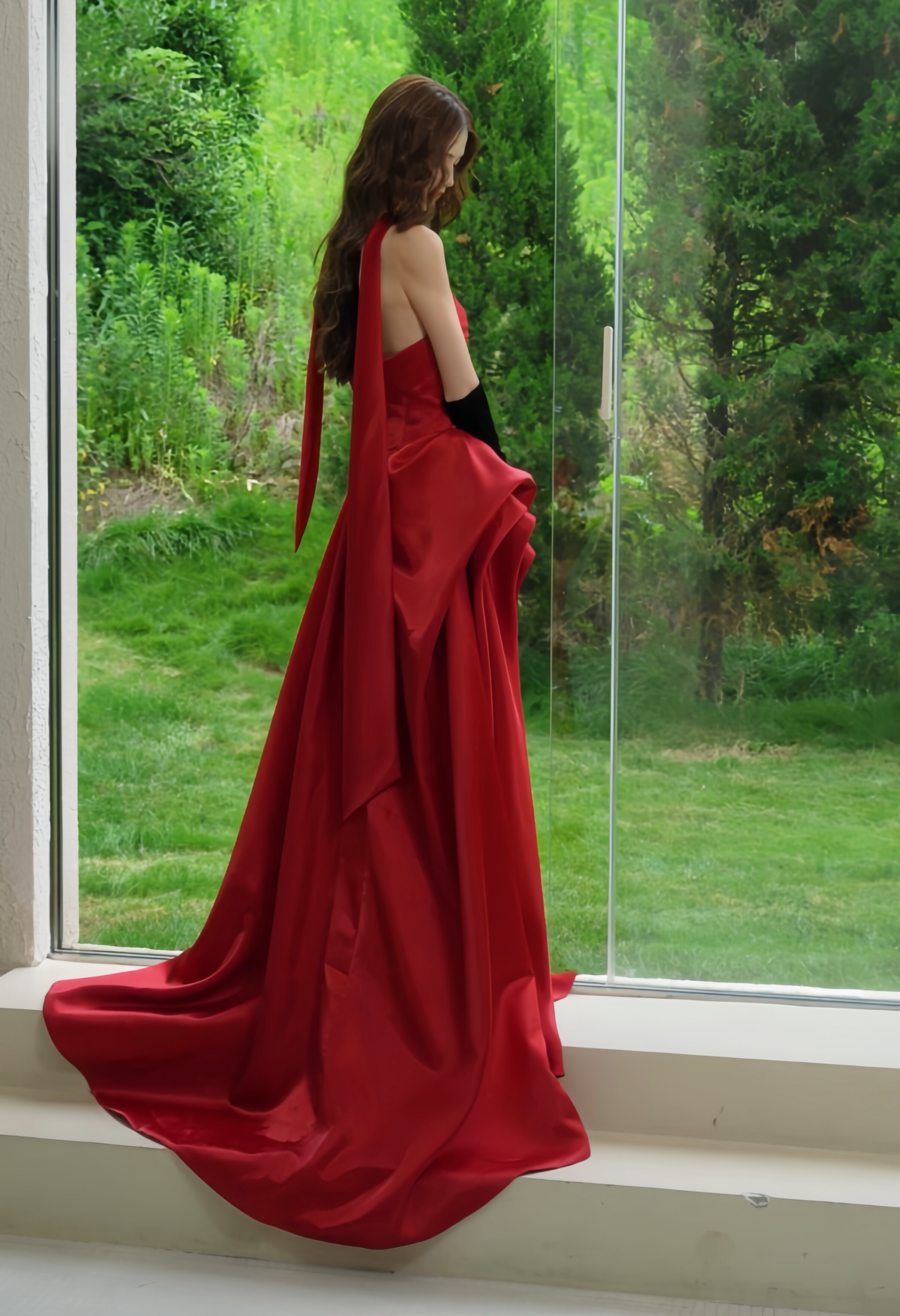 A complete statement look in deep burgundy.