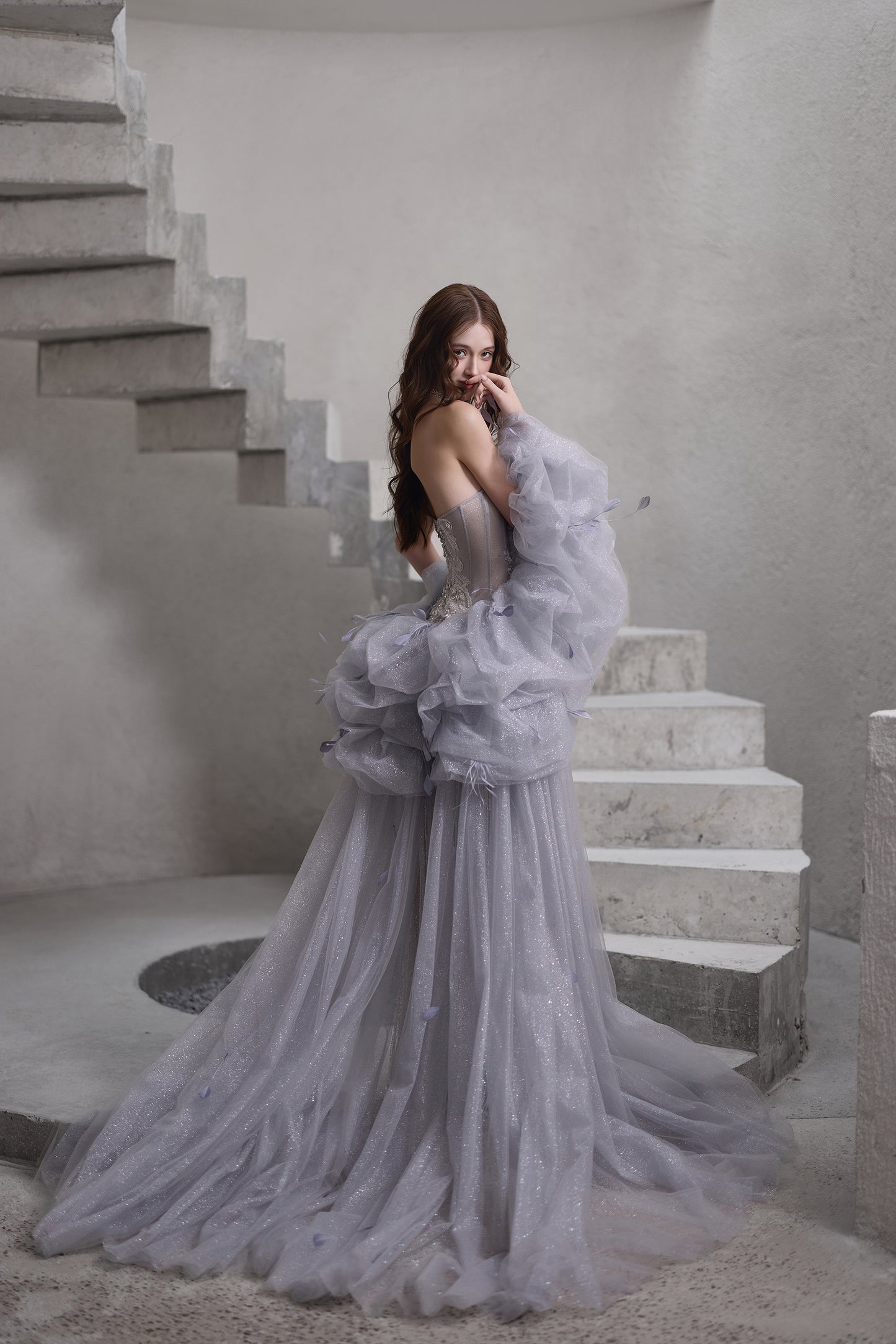 Convertible Beaded Strapless Sheath Wedding Dress with Detachable Sleeves & Train