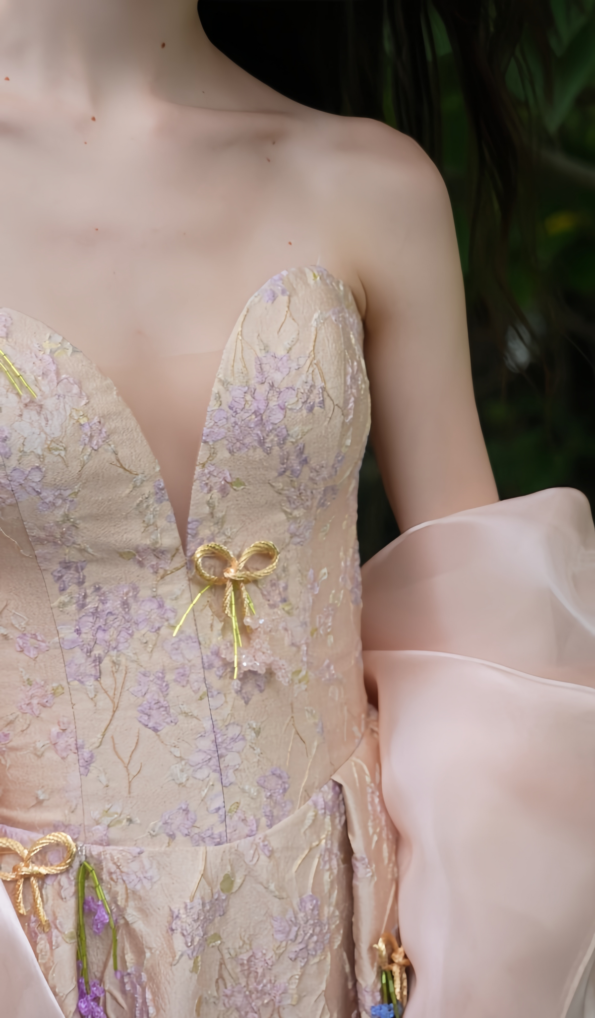 Details of Blush Pink A-Line Wedding Dress