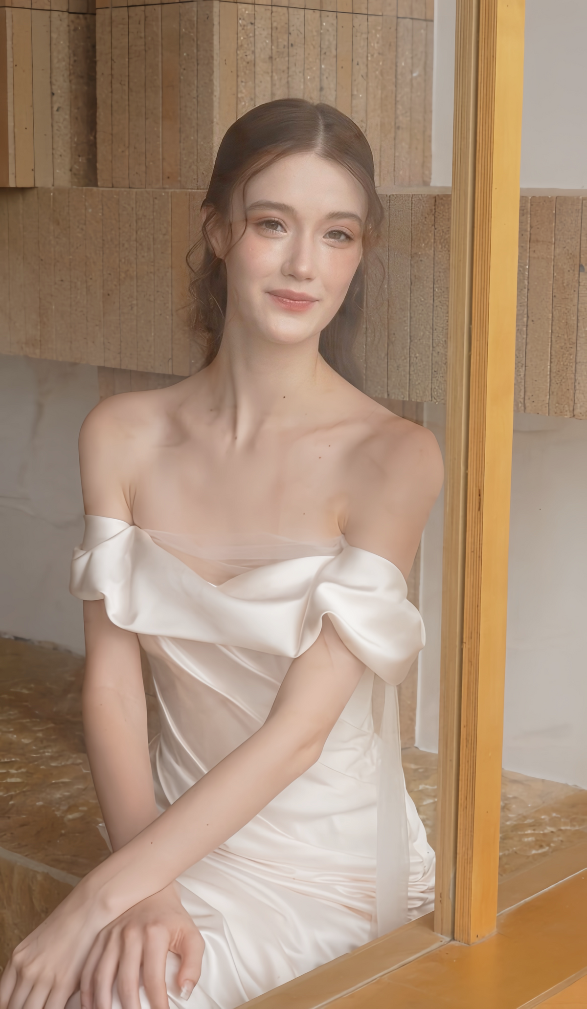 Draped Wedding Dress satin