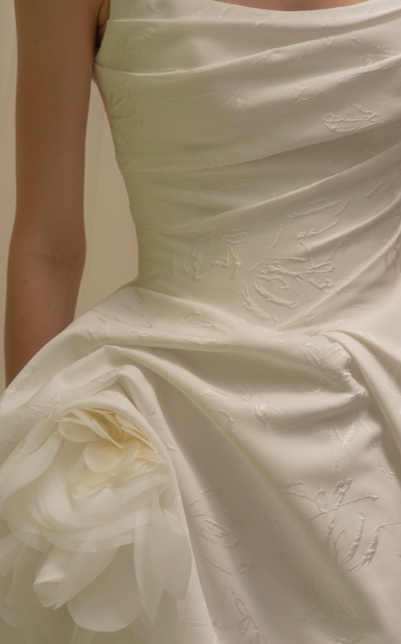 Floral Satin Strapless A-Line Wedding Dress  Material