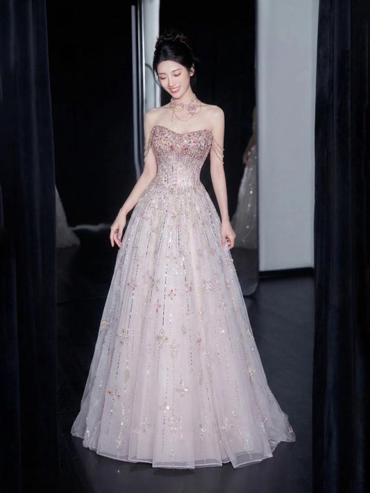Luxury sparkly A-line wedding dress