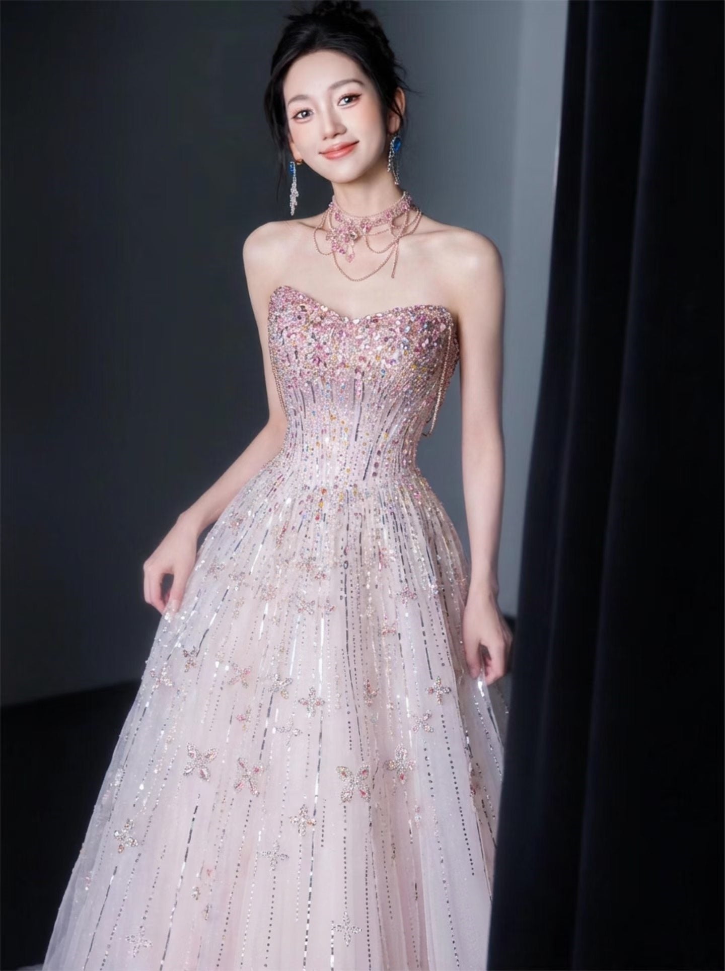 wedding dress with crystal beading